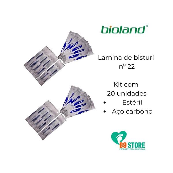 Imagem de Lamina Bisturi 22 Bioland 20 unid  e cabo 4 Thimon 1 unid