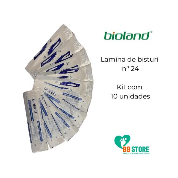 Imagem de Lamina Bisturi 24 Bioland 10 unid  e cabo 4 Thimon 1 unid