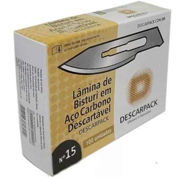 Imagem de Lâmina De Bisturi Aço Carbono Nº 15 Caixa C/100 - Descarpack