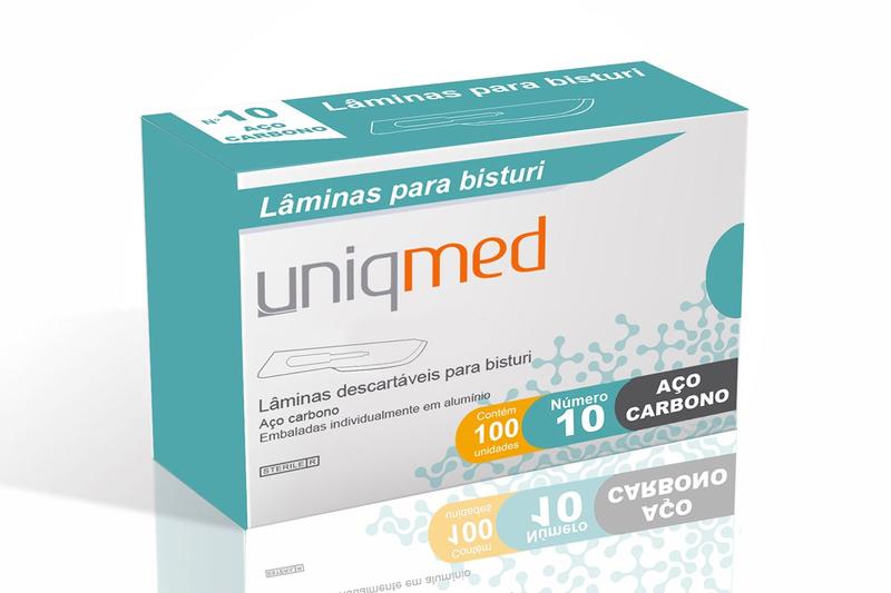 Imagem de Lâmina De Bisturi Descartável Aço Carbono Caixa com 100 Unidades Uniqmed