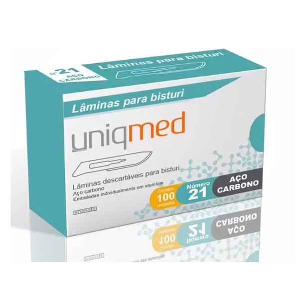 Imagem de Lâmina de Bisturi Uniqmed Nº 21 (Caixa com 100 Unidades)