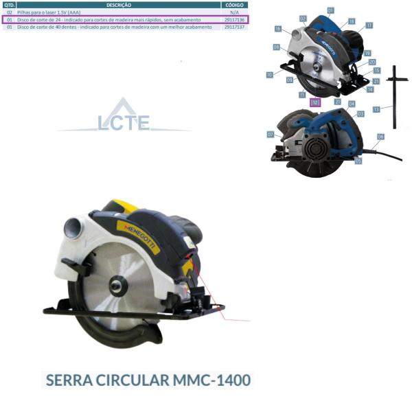 Imagem de Lâmina de Corte P/ Serra Circular 185mm 24 Dentes MMC 1400