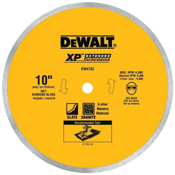 Imagem de Lâmina de diamante DEWALT DW4762 para porcelana ou azulejo de 10 polegadas