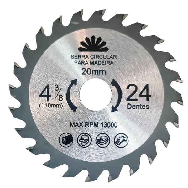 Imagem de Lâmina De Serra Circular 110Mm Para Madeira Com 24 Dentes