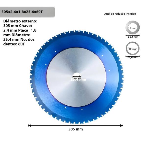 Imagem de Lâmina de Serra Circular de Carboneto Revestido - 180-305mm - Para Corte de Aço e Ferro