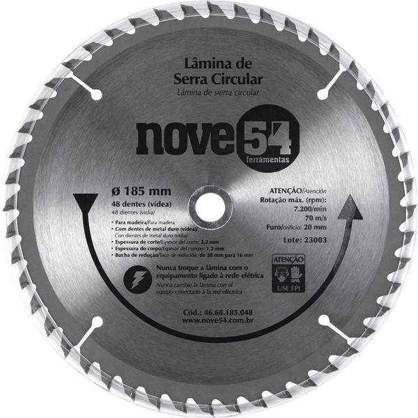 Lâmina de serra circular vídea 185mm 48 dentes Nove54 Imagem de Lâmina de serra circular vídea 185mm 48 dentes Nove54