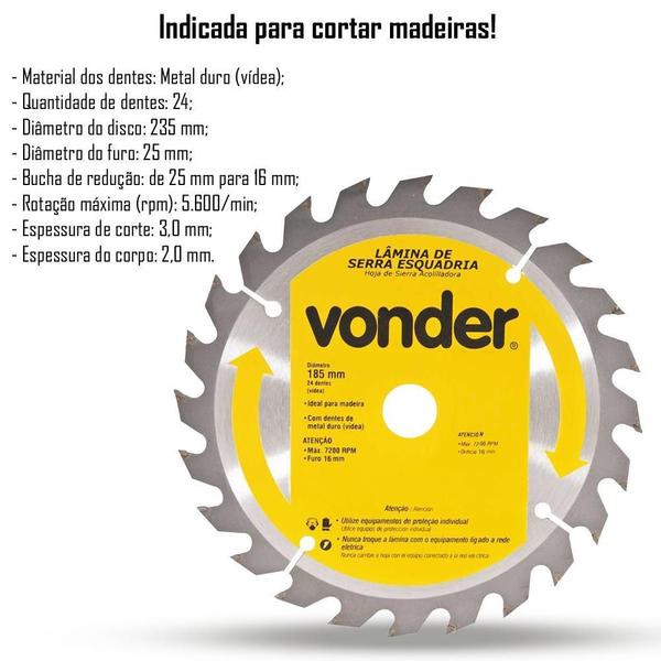 Imagem de Lâmina De Serra Circular Vídea 235X25Mm 24 Dentes Vonder