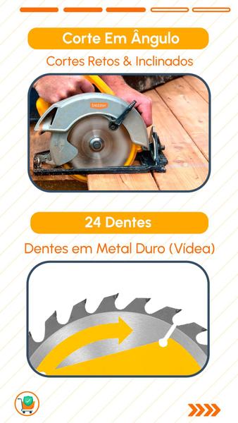 Imagem de Lâmina de Serra Circular Vonder 165 X 20 mm 24 Dentes Vídea para ISCV 1831, SCV 1206 e Serra Circular de Trilho