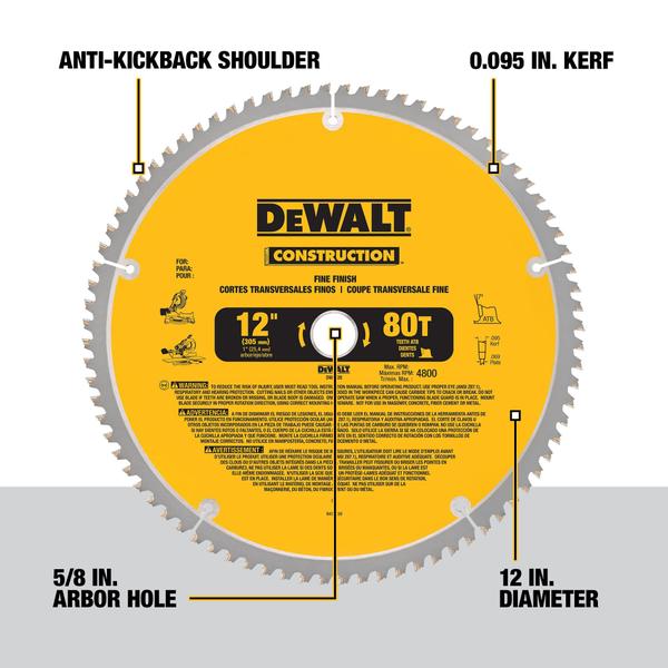 Imagem de Lâmina de serra de esquadria DEWALT DW3128P5 80 dentes e 30 cm de carboneto de tungstênio