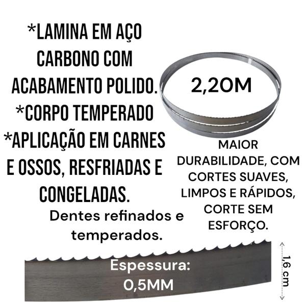 Imagem de Lamina de serra fita 2,20m lamina de serra fita para carne açougue frigorifico