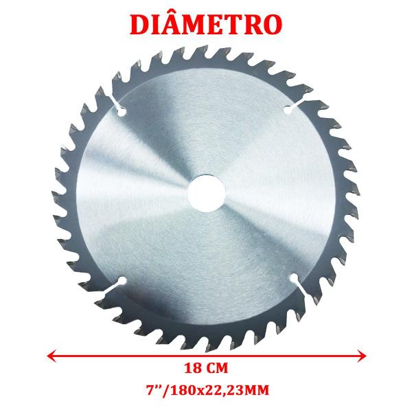 Imagem de Lamina Disco De Corte Prata Circular Madeira 180mm 40 Dentes