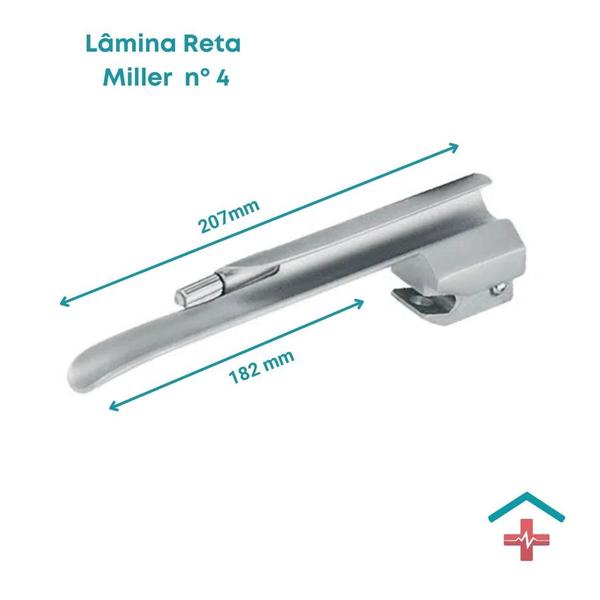 Imagem de Lâmina para Laringoscópio Inox Convencional Reta Miller N4 MD