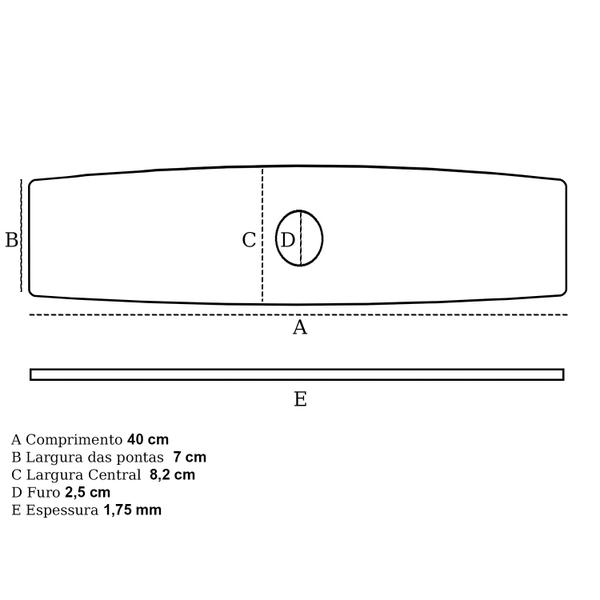 Imagem de Lâmina Para Roçadeira 2 Pontas de Aço 40cm X 8,2cm X 1.75mm Furo 2,5cm - Fuzil