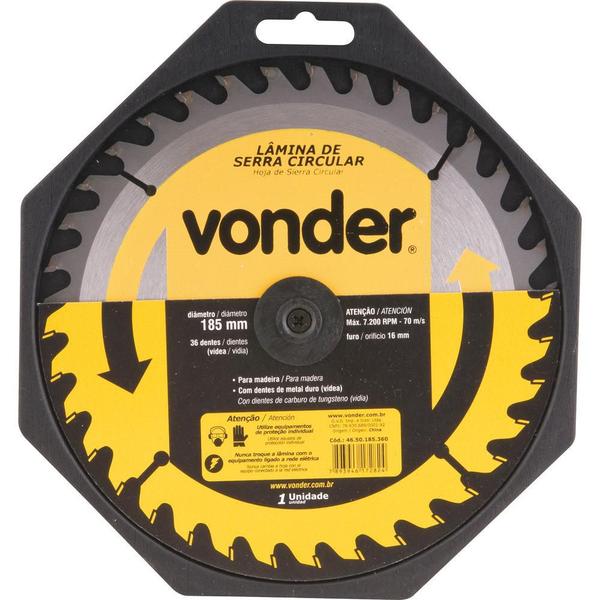 Imagem de Lamina serra circ vídea 180x20x2,6mm 36D 7400rpm mad Vonder