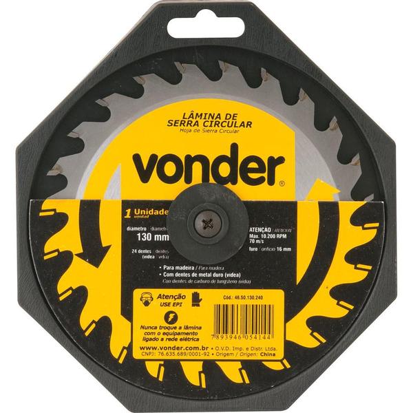 Imagem de Lamina serra circular vídea 250x30x3,2mm 24 dentes 5300 rpm para madeira - Vonder