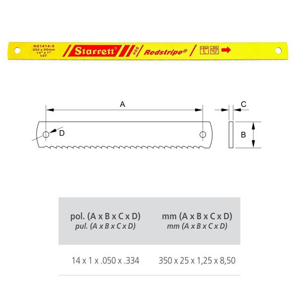 Imagem de Lâmina Serra Máquina HSS 10 Dentes Starrett RS1210-5 12"