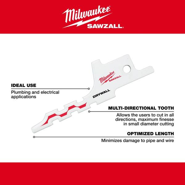 Imagem de Lâmina Serra Sabre Mini 2" 1/2 Drywall 1Pç 48-00-1640 Milwaukee Unica