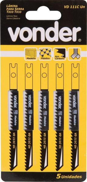 Imagem de Lamina serra tico-tico  vd 111c  encaixe universal madeira e plástico com 5 peças - Vonder