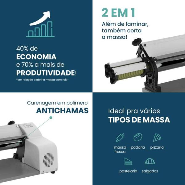 Laminador De Massa 28cm Cromado Anodilar Pizza Pastel Pão Imagem de Laminador De Massa 28cm Cromado Anodilar Pizza Pastel Pão