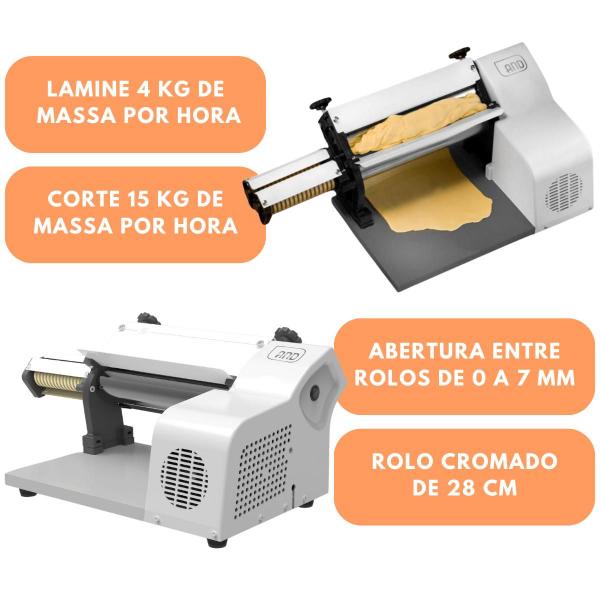 Imagem de Laminador De Massa 28cm Cromado Anodilar Pizza Pastel Pão