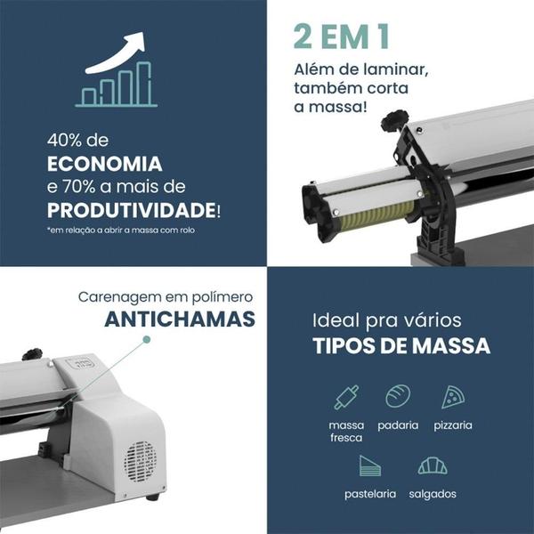 Imagem de Laminador de Massa Anodilar 28cm com Cortador Elétrico Branco 220v