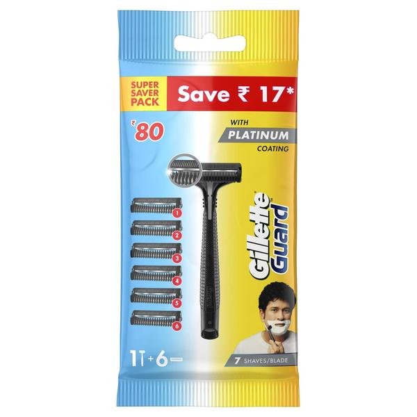 Imagem de Lâminas de barbear Gillette Guard 6 cartuchos mais 1 navalha