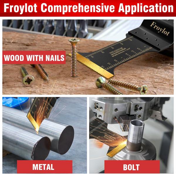 Imagem de Lâminas de ferramentas oscilantes FROYLOT Titanium 49 unidades para metal e madeira