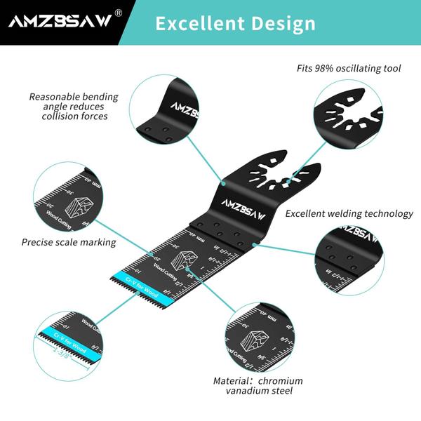 Imagem de Lâminas de serra oscilantes AMZBSAW 100PCS para madeira, plástico, metal