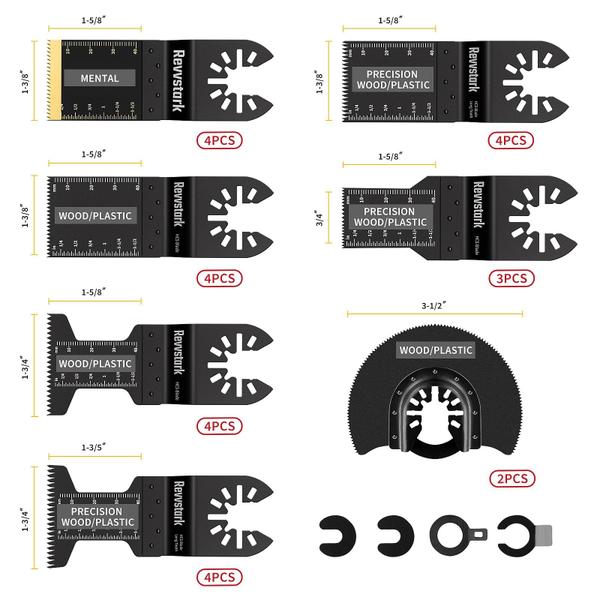 Imagem de Lâminas de serra oscilantes Revvstark 29PCS para madeira, metal, plástico