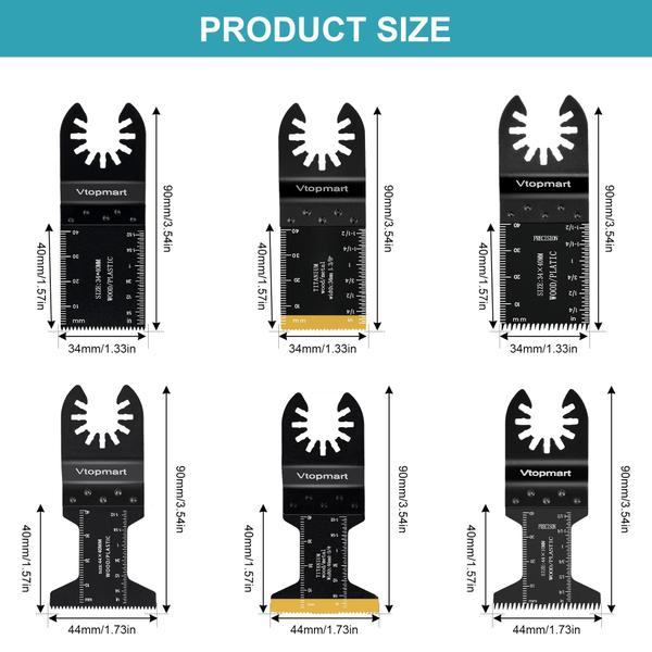 Imagem de Lâminas de serra oscilantes Vtopmart Titanium 20PCS para ferramentas múltiplas
