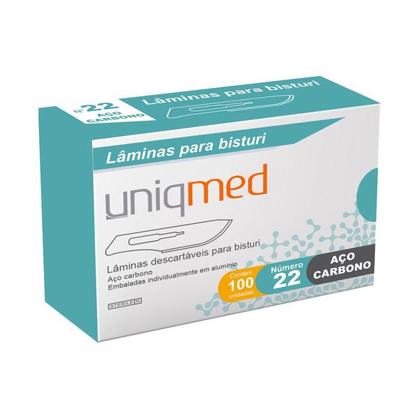 Imagem de Laminas para bisturi aço carbono n22 kit 2cx uniqmed