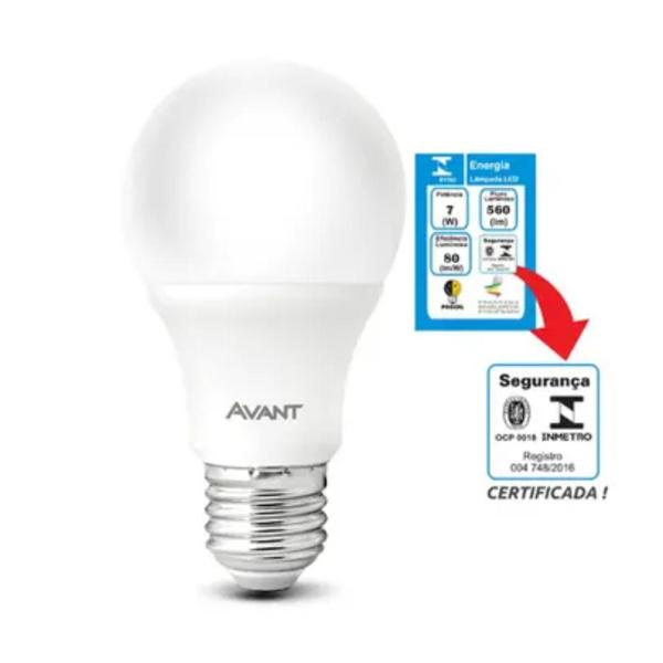 Imagem de Lampa Pera de Led Bivolt 110-220V Branco Frio 6500K Kit 12 Unidades 9W