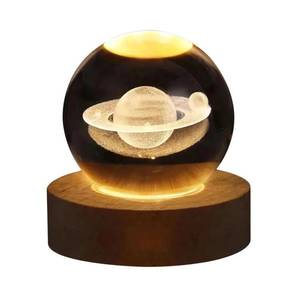 Imagem de Lâmpada 3D Galaxy Planetária - Bola de Cristal com Luz Noturna USB