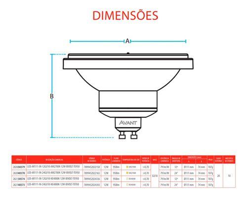 Imagem de Lâmpada Avant Led Ar70 4,8w 12 Bivolt Gu10 Branco Quente