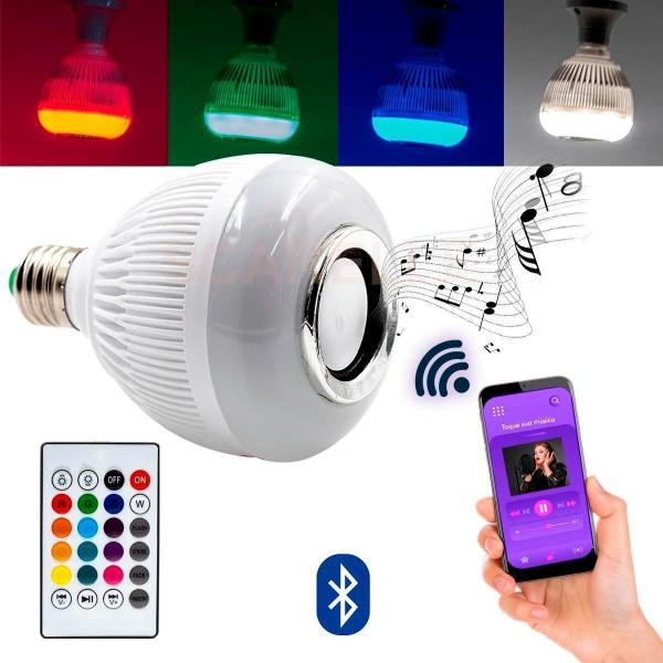 Imagem de Lâmpada Bluetooth Com Led Rgb Música 12W + Controle Remoto