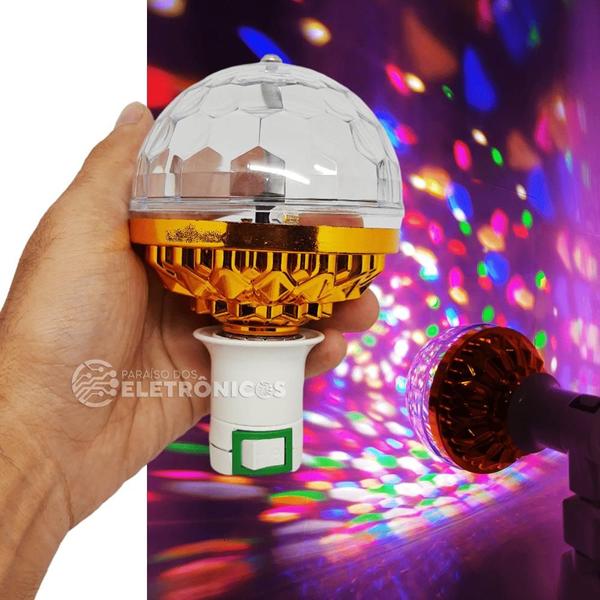 Imagem de Lâmpada Bola Maluca Giratória Color LED RGB P/ Festas LEY1726