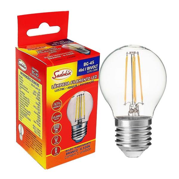 Imagem de Lâmpada Bolinha Filamento Led Clara 4W E27 Bivolt Frio