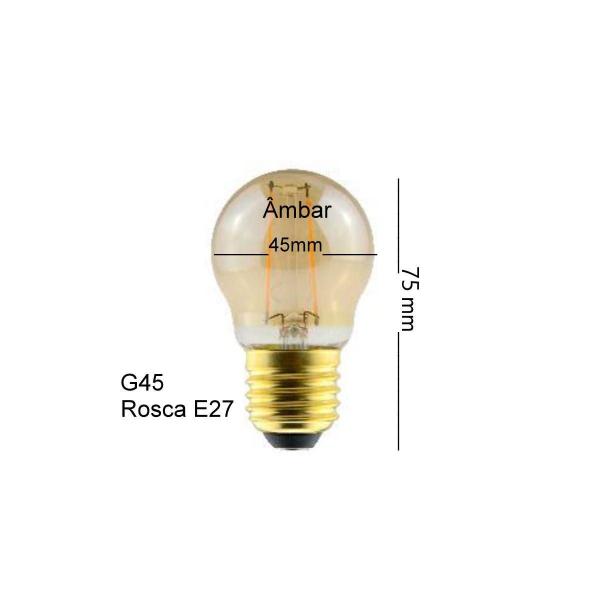 Lâmpada Bolinha Filamento Led G45 E27 Luz Quente Vintage - PIX Imagem de Lâmpada Bolinha Filamento Led G45 E27 Luz Quente Vintage