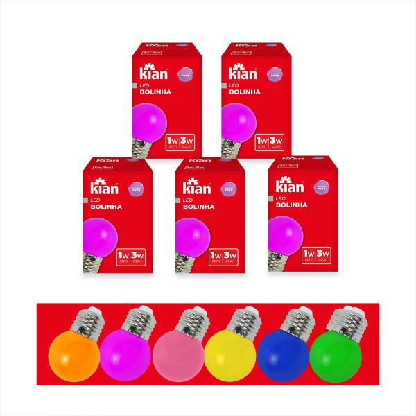 Imagem de Lampada Bolinha Led 1w Color Biv Iluminação Evento Kit 5