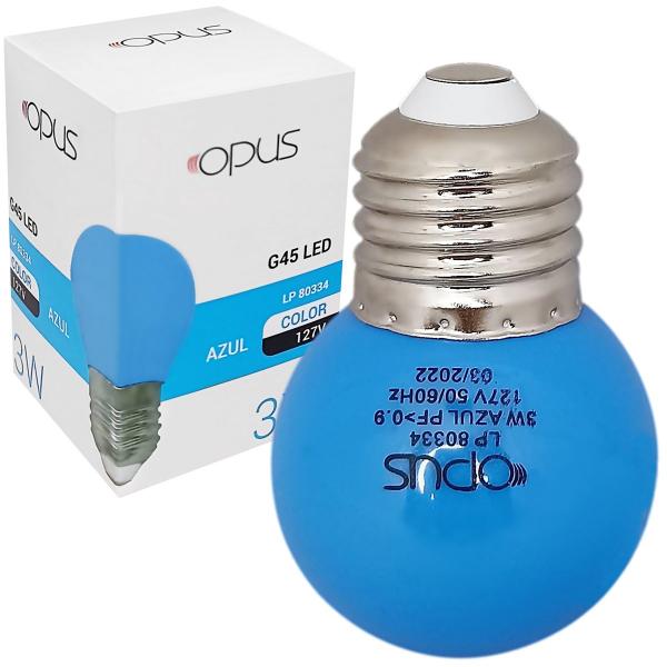 Imagem de Lâmpada Bolinha Led 3W E27 Colorida Azul 127v