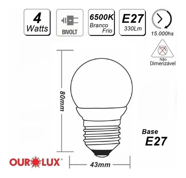 Imagem de Lâmpada Bolinha Led 4w Bivolt E27 Branco Frio Ourolux