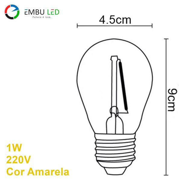 Imagem de Lâmpada Bolinha Led Amarela 1W 220V E27 IP65 10 Und Por Cx