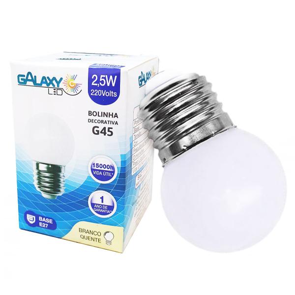 Imagem de Lâmpada Bolinha Led G45 2,5W 220V Branco Quente E27