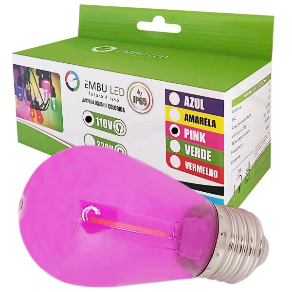 Imagem de Lâmpada Bolinha Led Pink Rosa 1W 127V E27 IP65 10 Und Por CX