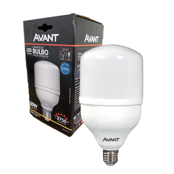 Lampada Bulbo 50w Branco Quente 3000k Amarela Alta Potencia - Avant Imagem de Lampada Bulbo 50w Branco Quente 3000k Amarela Alta Potencia