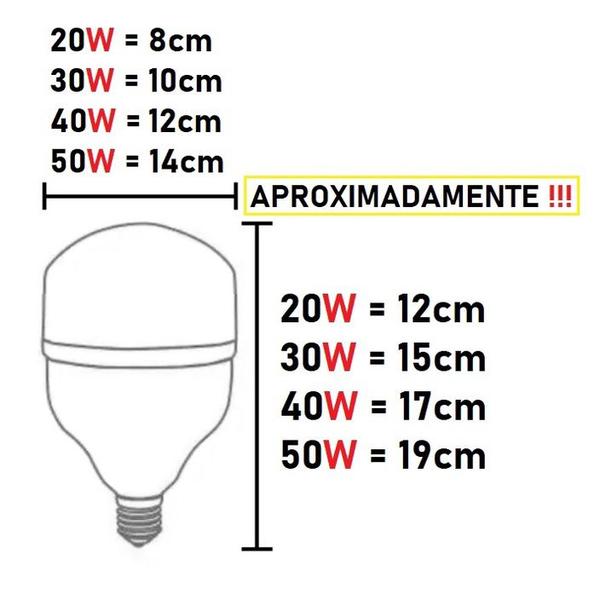 Imagem de Lâmpada Bulbo E27 Led Bivolt Branco Frio 20w 30w 40w 50W 6500K