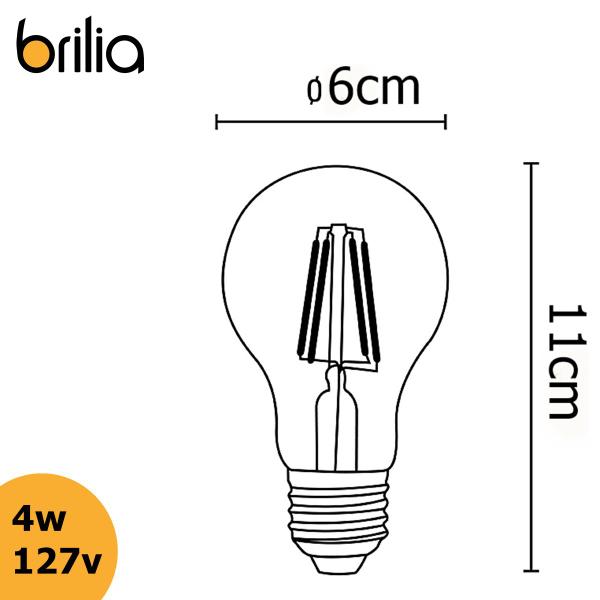 Imagem de Lâmpada Bulbo Filamento Led 4W 127V E27 Branco Quente