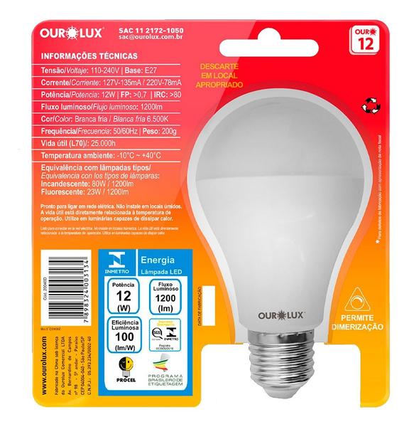 Imagem de Lâmpada Bulbo Led 12w Bivolt E27 6500k Branco Frio