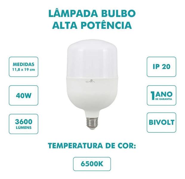 Imagem de Lâmpada Bulbo Led 40w 6500k Alta Potência E27 Gaya Bco Frio