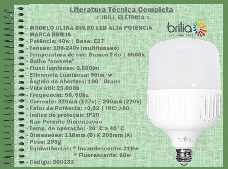 Imagem de Lâmpada Bulbo Led Alta Potência 40w E27 Branco Frio Brilia